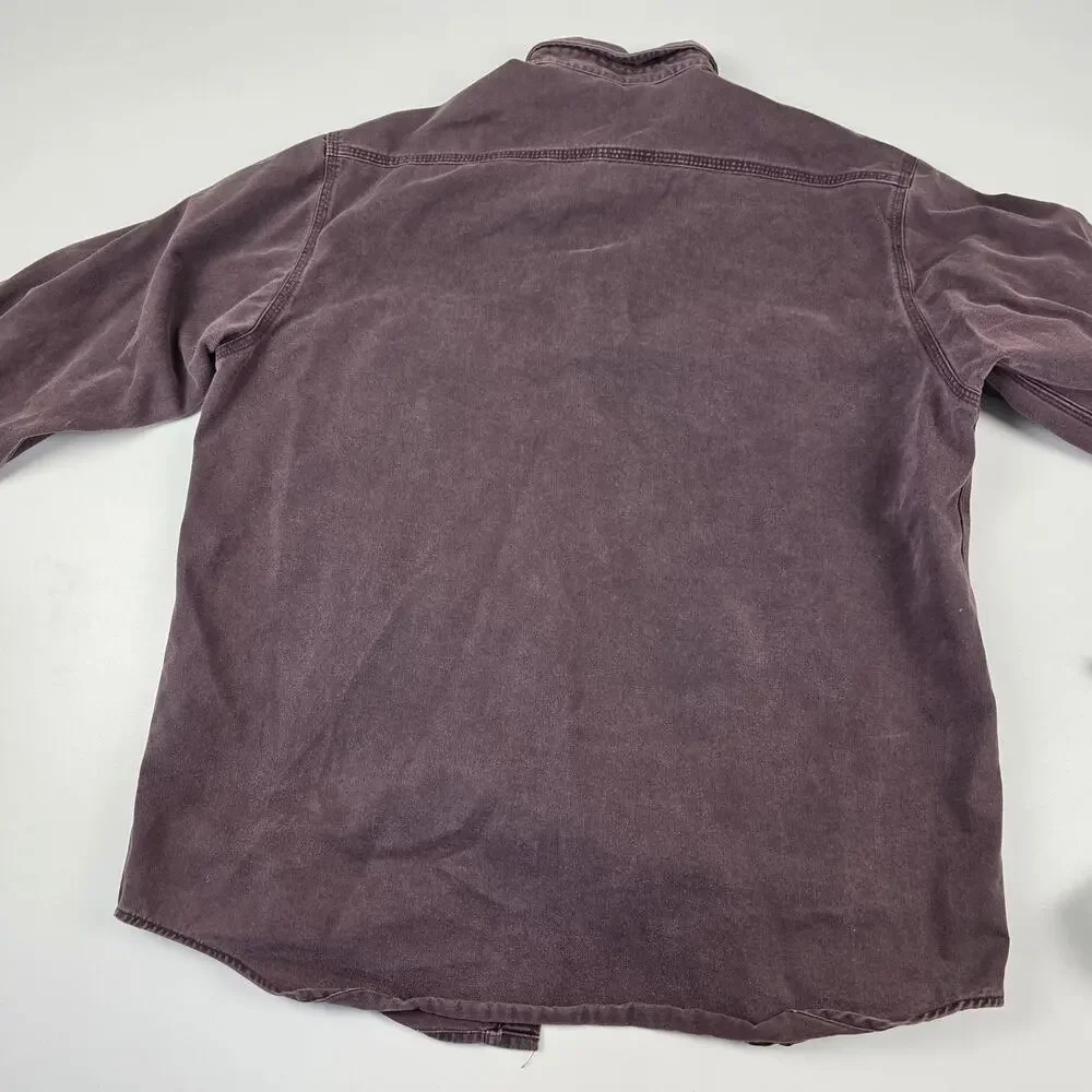Carhartt‎ Shirt Mens Extra Large Purple Faded Button Down Workwear Double Pocket